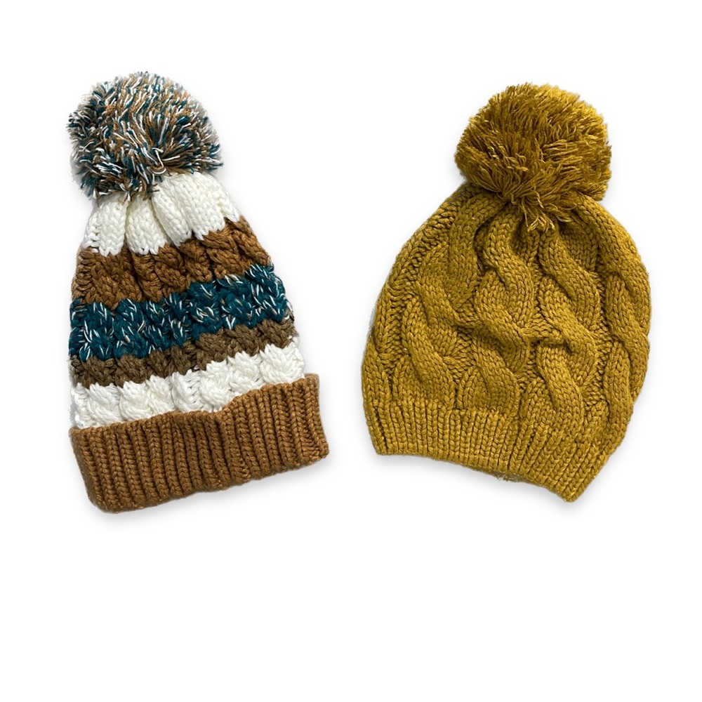 🔆 women teens unisex pair of comfy woven beanies